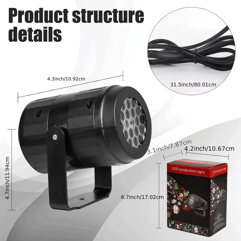 Christmas Projector Light 16Pattern Projection Fairy Lamp Outdoor/Indoor Holiday Projection Night Lamp for Home Xmas Party Decor