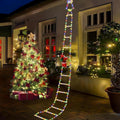 Plastic Battery-Powered Waterproof Static Santa Climbing Stairs Light with LED Bulbs, Ladder Rope, 8 Flashing Modes, Removable, Easy Installation, Durable, Family Gifts, Indoor/Outdoor Christmas Decorations (Batteries Excluded)